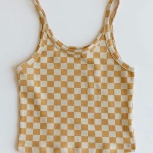 ARQ Crop Tank in Carrés print, size small